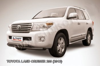 21 349 р. Защита переднего бампера Slitkoff (Ø76 и 57 мм)  Toyota Land Cruiser  200 (2012-2015) 1-ый рестайлинг (Нержавейка полированная)  с доставкой в г. Кемерово. Увеличить фотографию 2