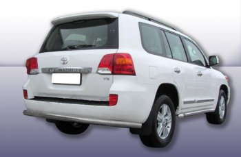 Защита заднего бампера Slitkoff (Ø 76 мм) Toyota Land Cruiser  200 (2012-2015) 1-ый рестайлинг (Сталь с полимерным покрытием. Цвет: серебристый)