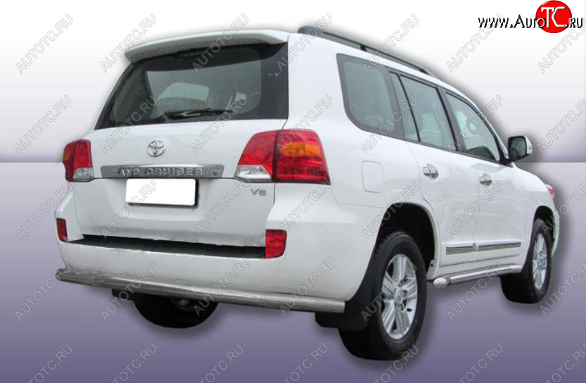 12 949 р. Защита заднего бампера Slitkoff (Ø 76 мм)  Toyota Land Cruiser  200 (2012-2015) 1-ый рестайлинг (Сталь с полимерным покрытием. Цвет: серебристый)  с доставкой в г. Кемерово