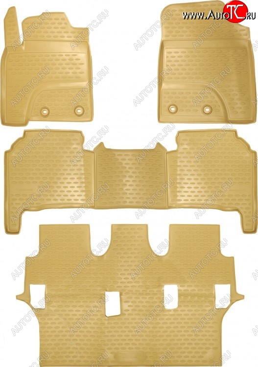 3 199 р. Комплект ковриков в салон Element (4 шт, полиуретан, бежевые) Toyota Land Cruiser 200 1-ый рестайлинг (2012-2015)  с доставкой в г. Кемерово