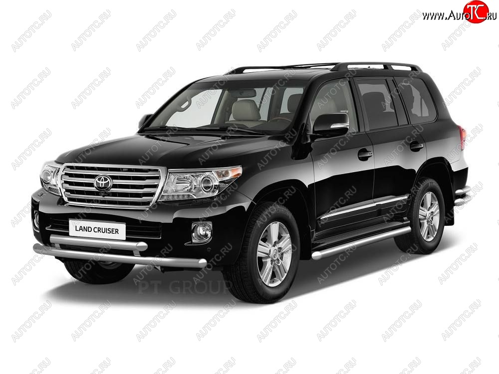 20 949 р. Защита порогов из трубы Ø51 Petroil Tuning  Toyota Land Cruiser  200 (2015-2021) 2-ой рестайлинг (Нержавеющая полированная сталь)  с доставкой в г. Кемерово