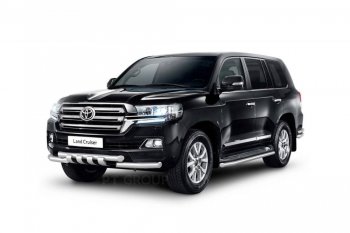 31 319 р. Защита порогов из трубы Ø63 Petroil Tuning  Toyota Land Cruiser  200 (2015-2021) 2-ой рестайлинг (Нержавеющая полированная сталь)  с доставкой в г. Кемерово. Увеличить фотографию 1