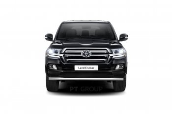 21 589 р. Защита переднего бампера одинарная из трубы d63 мм Petroil Tuning  Toyota Land Cruiser  200 (2015-2021) 2-ой рестайлинг (Нержавеющая полированная сталь)  с доставкой в г. Кемерово. Увеличить фотографию 2