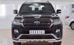 Защита переднего бампера (2 трубы Ø63 мм с зубами, нержавейка) SLITKOFF Toyota Land Cruiser  200 (2015-2021) 2-ой рестайлинг
