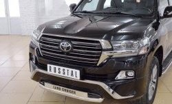 23 899 р. Защита переднего бампера (Ø63 мм с надписью, нержавейка) SLITKOFF  Toyota Land Cruiser  200 (2015-2021) 2-ой рестайлинг  с доставкой в г. Кемерово. Увеличить фотографию 3