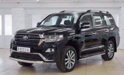17 899 р. Защита переднего бампера (Ø76 мм короткая, нержавейка) SLITKOFF  Toyota Land Cruiser  200 (2015-2021) 2-ой рестайлинг  с доставкой в г. Кемерово. Увеличить фотографию 3