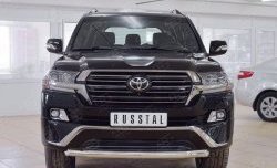 Защита переднего бампера (Ø76 мм короткая, нержавейка) SLITKOFF Toyota Land Cruiser  200 (2015-2021) 2-ой рестайлинг