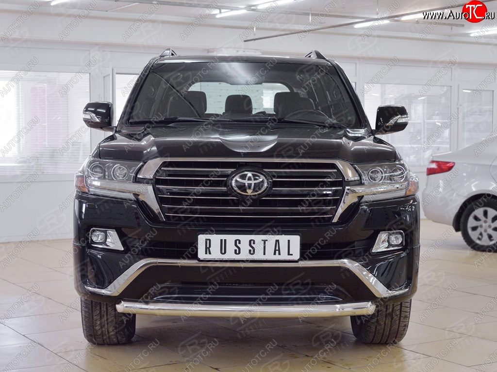 17 899 р. Защита переднего бампера (Ø76 мм короткая, нержавейка) SLITKOFF  Toyota Land Cruiser  200 (2015-2021) 2-ой рестайлинг  с доставкой в г. Кемерово