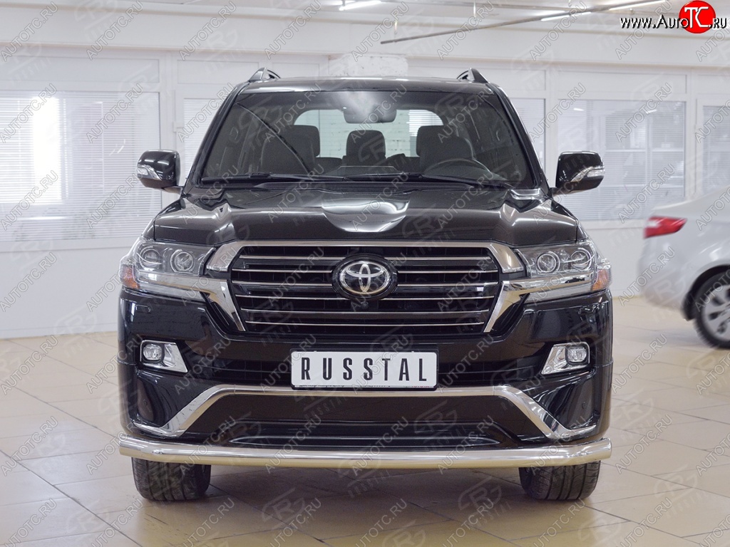 19 449 р. Защита переднего бампера из трубы диаметром 76 мм SLITKOFF (длинная)  Toyota Land Cruiser  200 (2015-2021) 2-ой рестайлинг  с доставкой в г. Кемерово