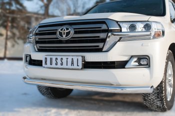 Одинарная защита переднего бампера диаметром 63 мм SLITKOFF Toyota Land Cruiser  200 (2015-2021) 2-ой рестайлинг