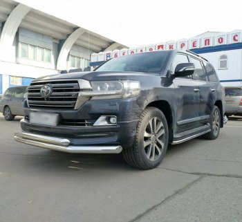 23 499 р. Защита переднего бампера (2 трубыØ76 и 63 мм, нержавейка) SLITKOFF  Toyota Land Cruiser  200 (2015-2021) 2-ой рестайлинг  с доставкой в г. Кемерово. Увеличить фотографию 2