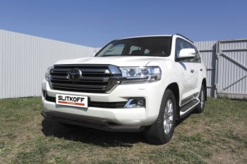 14 949 р. Защита переднего бампер Slitkoff  Toyota Land Cruiser  200 (2015-2021) 2-ой рестайлинг (Цвет: серебристый)  с доставкой в г. Кемерово. Увеличить фотографию 1