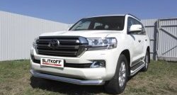 14 099 р. Одинарная защита переднего бампера диаметром 57 мм Slitkoff  Toyota Land Cruiser  200 (2015-2021) 2-ой рестайлинг (Цвет: нержавеющая полированная сталь)  с доставкой в г. Кемерово. Увеличить фотографию 1