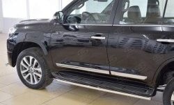 14 899 р. Защита порогов из круглой трубы диаметром 42 мм SLITKOFF  Toyota Land Cruiser  200 (2015-2021) 2-ой рестайлинг  с доставкой в г. Кемерово. Увеличить фотографию 4