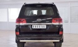 Защита заднего бампера (Ø76 мм дуга, нержавейка) SLITKOFF Toyota Land Cruiser  200 (2015-2021) 2-ой рестайлинг