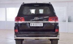 Защита заднего бампера (2 трубы Ø76 и 42 мм, нержавейка) SLITKOFF Toyota Land Cruiser  200 (2015-2021) 2-ой рестайлинг