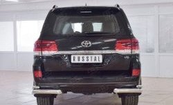Защита заднего бампера (2 трубы Ø76х42 мм, нержавейка) SLITKOFF Toyota Land Cruiser  200 (2015-2021) 2-ой рестайлинг