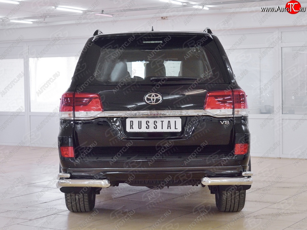 15 749 р. Защита заднего бампера (2 трубы Ø76х42 мм, нержавейка) SLITKOFF  Toyota Land Cruiser  200 (2015-2021) 2-ой рестайлинг  с доставкой в г. Кемерово