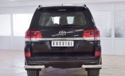 Защита заднего бампера (Ø76 мм уголки, нержавейка) SLITKOFF Toyota Land Cruiser  200 (2015-2021) 2-ой рестайлинг