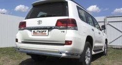 Защита заднего бампера из трубы диаметром 76 мм и боковых уголков диаметром 42 мм Slitkoff Toyota Land Cruiser  200 (2015-2021) 2-ой рестайлинг