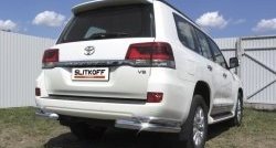 Защита заднего бампера из двойных боковых уголков с диаметром труб 76 и 42 мм Slitkoff Toyota Land Cruiser  200 (2015-2021) 2-ой рестайлинг