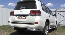 Защита заднего бампера из двух боковых уголков диаметром 76 мм Slitkoff Toyota Land Cruiser  200 (2015-2021) 2-ой рестайлинг