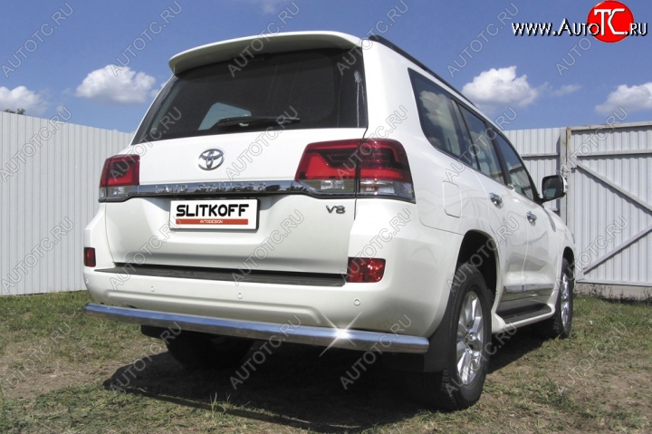 18 549 р. Защита заднего бампера из трубы диаметром 76 мм Slitkoff  Toyota Land Cruiser  200 (2015-2021) 2-ой рестайлинг (Цвет: нержавеющая полированная сталь)  с доставкой в г. Кемерово