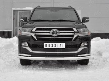 Защита переднего бампера (2 трубы Ø 76 и 42 мм, нержавейка, EXECUTIVE LOUNGE) Toyota Land Cruiser  200 (2015-2021) 2-ой рестайлинг