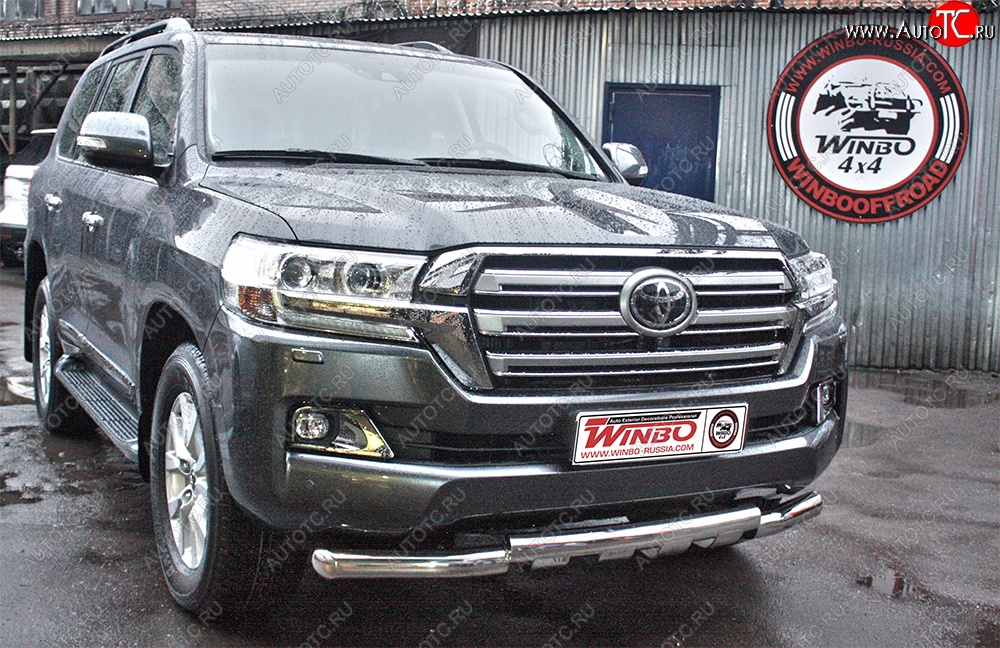 15 499 р. Защита переднего бампера WINBO (Ø76 мм, нержавейка)  Toyota Land Cruiser  200 (2015-2021) 2-ой рестайлинг  с доставкой в г. Кемерово