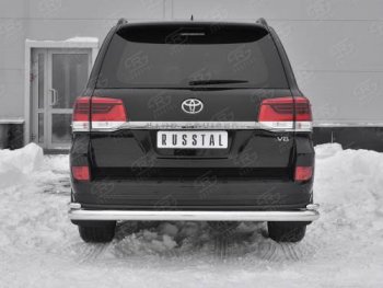 Защита заднего бампера (2 трубы Ø76 и 42 мм, EXECUTIVE LOUNGE, нержавейка) SLITKOFF Toyota Land Cruiser  200 (2015-2021) 2-ой рестайлинг (Нержавейка полированная)