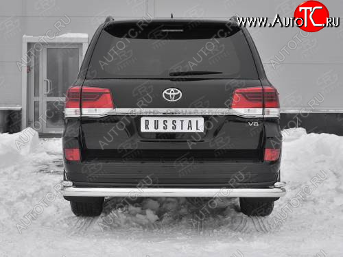 17 699 р. Защита заднего бампера (2 трубы Ø76 и 42 мм, EXECUTIVE LOUNGE, нержавейка) SLITKOFF  Toyota Land Cruiser  200 (2015-2021) 2-ой рестайлинг (Нержавейка полированная)  с доставкой в г. Кемерово