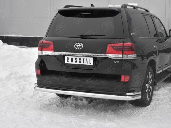 17 699 р. Защита заднего бампера (2 трубы Ø76 и 42 мм, EXECUTIVE LOUNGE, нержавейка) SLITKOFF  Toyota Land Cruiser  200 (2015-2021) 2-ой рестайлинг (Нержавейка полированная)  с доставкой в г. Кемерово. Увеличить фотографию 2