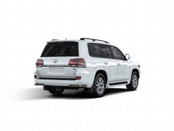 Защита заднего бампера (Ø63 мм уголки) SLITKOFF Toyota Land Cruiser  200 (2015-2021) 2-ой рестайлинг (нержавейка с полимерным покрытием, черный)
