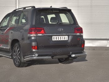 Защита заднего бампера (2 трубы Ø76 и 42 мм уголки, нержавейка) Russta Toyota Land Cruiser  200 (2015-2021) 2-ой рестайлинг