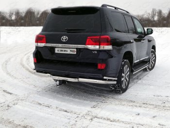 Защита заднего бампера (уголки двойные/76,1/42,4 мм, EXECUTIVE) ТСС Toyota Land Cruiser  200 (2015-2021) 2-ой рестайлинг