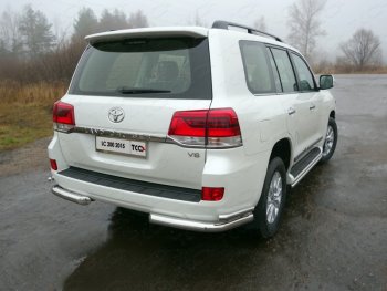 Защита заднего бампера (уголки двойные) (кроме EXECUTIVE) ТСС 76,1/42,4 мм Toyota Land Cruiser  200 (2015-2021) 2-ой рестайлинг