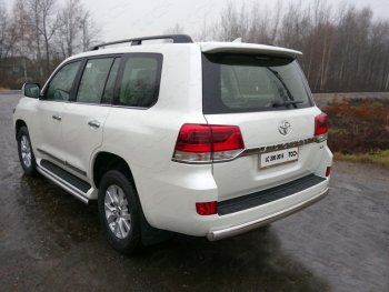Защита заднего бампера (овальная) ТСС (нержавейка d75х42 мм) Toyota Land Cruiser  200 (2015-2021) 2-ой рестайлинг