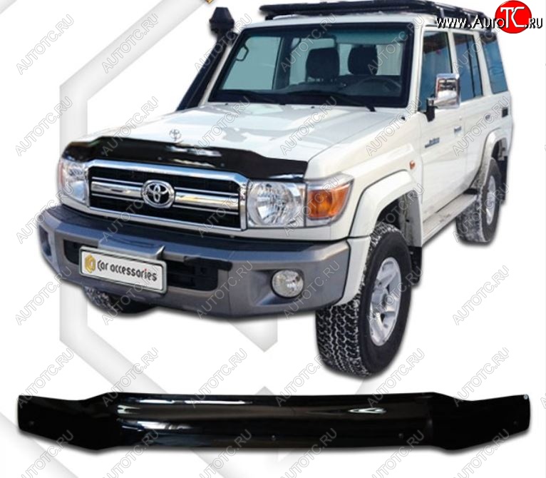 2 159 р. Дефлектор капота (76 кузов) CA-Plastic  Toyota Land Cruiser  70 (2007-2023) 3 дв. 3-ий рестайлинг (серия Classic черный, Без надписи)  с доставкой в г. Кемерово