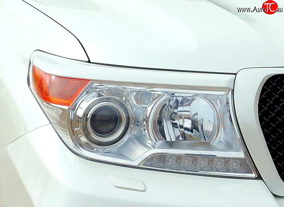 2 299 р. Реснички на фары Style  Toyota Land Cruiser  200 (2007-2012) дорестайлинг (Неокрашенные)  с доставкой в г. Кемерово