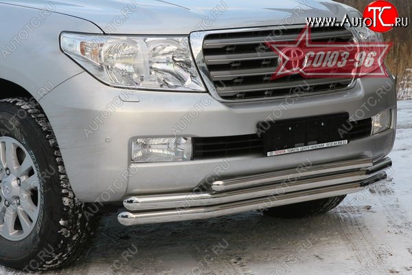 37 349 р. Защита переднего бампера тройная Souz-96 (d60/60/42).  Toyota Land Cruiser  200 (2007-2012) дорестайлинг  с доставкой в г. Кемерово