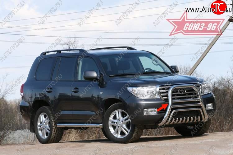 32 669 р. Защита переднего бампера Souz-96 (d76)  Toyota Land Cruiser  200 (2007-2012) дорестайлинг  с доставкой в г. Кемерово