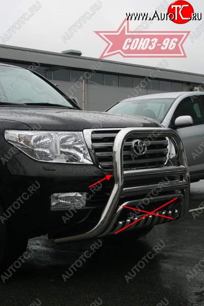 44 999 р. Защита переднего бампера Souz-96 (d76)  Toyota Land Cruiser  200 (2007-2012) дорестайлинг  с доставкой в г. Кемерово