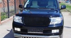 Тройная защита переднего бампера d76 мм с зубьями Металл Дизайн Toyota Land Cruiser 200 дорестайлинг (2007-2012) (полированная нержавейка)