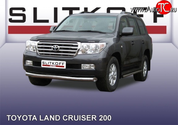 14 099 р. Одинарная защита переднего бампера из трубы диаметром 76 мм Slitkoff  Toyota Land Cruiser  200 (2007-2012) дорестайлинг (Цвет: нержавеющая полированная сталь)  с доставкой в г. Кемерово