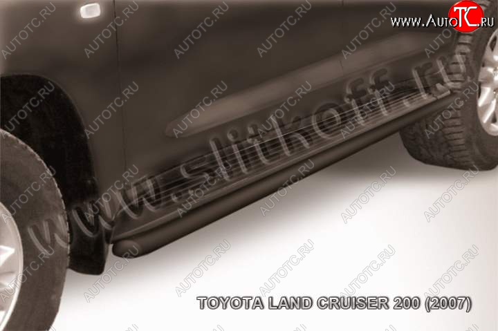 9 649 р. Защита штатного порога d42 Slitkoff  Toyota Land Cruiser  200 (2007-2012) дорестайлинг (Цвет: серебристый)  с доставкой в г. Кемерово