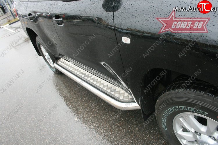 35 009 р. Защита порогов с алюминиевым листом Souz-96 (d76) Toyota Land Cruiser 200 дорестайлинг (2007-2012)  с доставкой в г. Кемерово