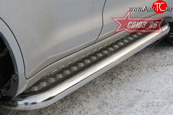 33 299 р. Защита порогов с алюминиевым листом Souz-96 Toyota Land Cruiser 200 дорестайлинг (2007-2012)  с доставкой в г. Кемерово