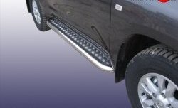 Широкая защита порогов с трубой диаметром 42 мм Slitkoff Toyota Land Cruiser  200 (2007-2012) дорестайлинг