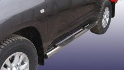 Защита порогов из трубы d76 мм с пластиковыми вставками для ног Slitkoff Toyota Land Cruiser  200 (2007-2012) дорестайлинг