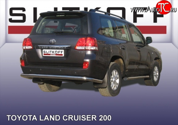 18 549 р. Защита заднего бампера из длинной трубы диаметром 76 мм Slitkoff  Toyota Land Cruiser  200 (2007-2012) дорестайлинг (Цвет: нержавеющая полированная сталь)  с доставкой в г. Кемерово